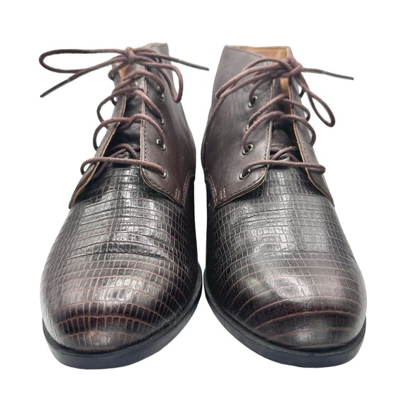 Ariat | Women | Bancroft Lizard Skin Emboss Leather Lace Up Ankle Booties | 7 B - Picture 4 of 16